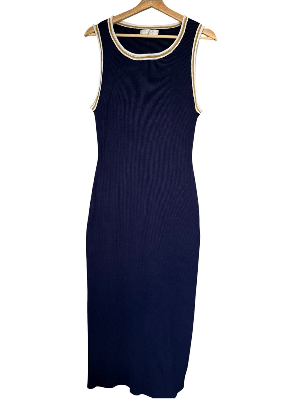 Caroline Constas Navy Blue Maxi Sweater Ribbed Bodycon Dress Womens Medium